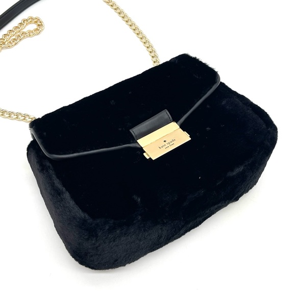 Kate Spade Carey Faux Fur Small Shoulder Bag Black - Picture 6 of 9